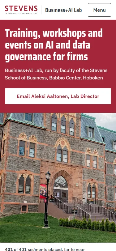 Sample PB2, first screen on a phone: the offer and the email button above the finished photo of the hall and its counter