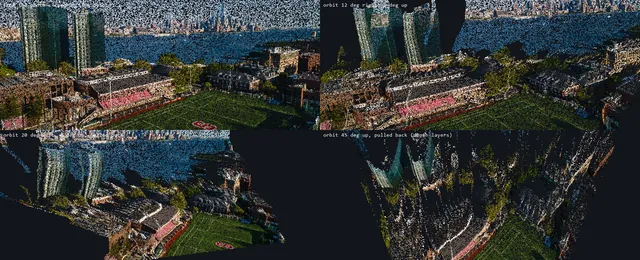 Depth cloud preview, four views, campus-view