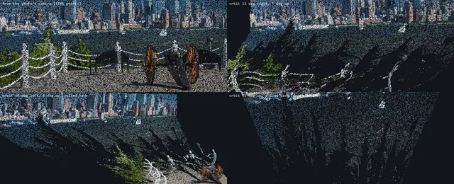 Depth cloud preview, four views, castle-point-skyline
