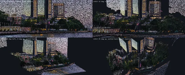 Depth cloud preview, four views, ucc