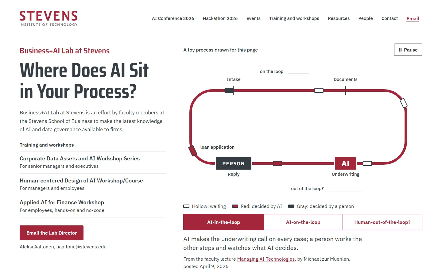 Sample V on a laptop, moment 4: the tour settled back on AI-in-the-loop